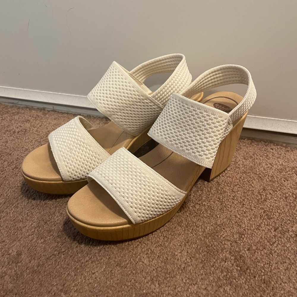 White platform heels